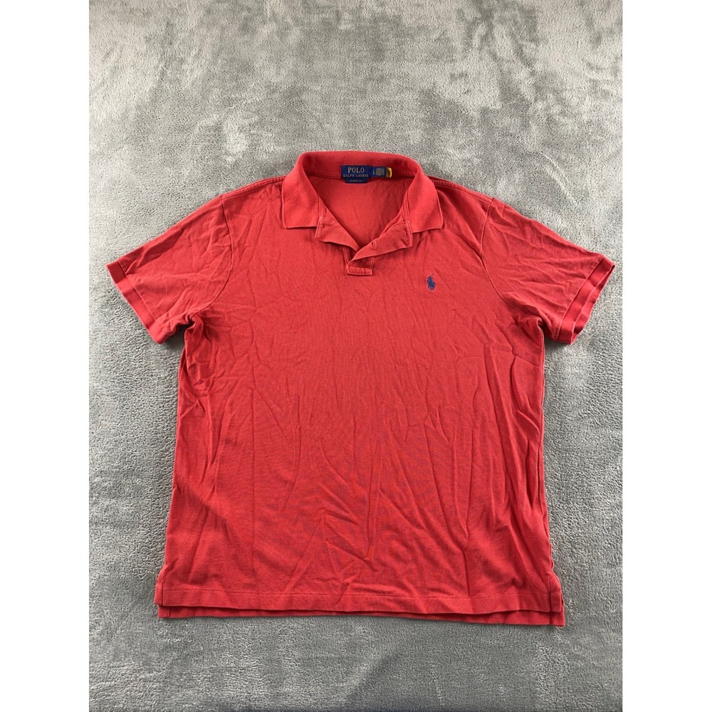 Polo Ralph Lauren Mens Classic Fit Red Pique Short Sleeve Polo Shirt Large